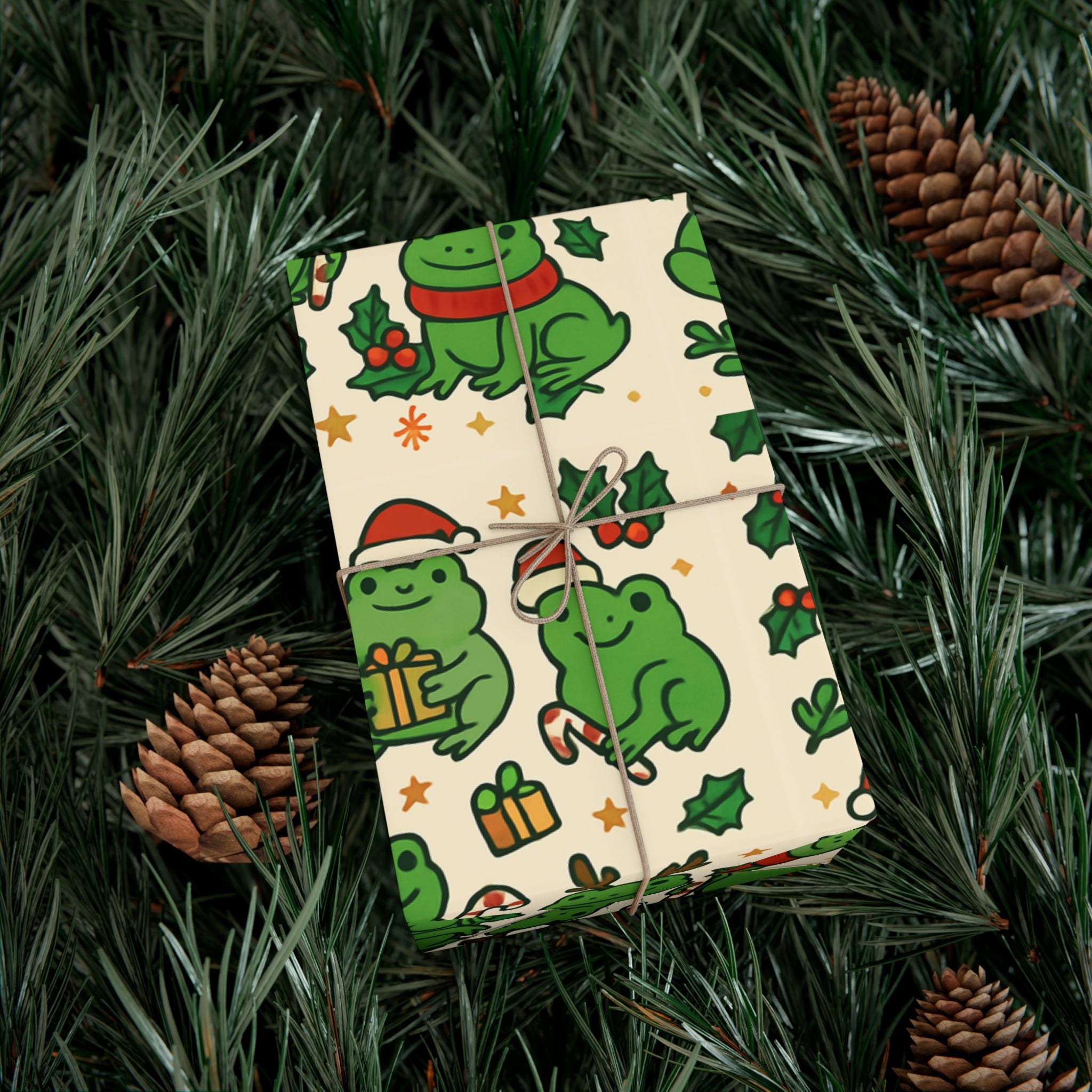 Frog Holiday Gift Wrap Paper – Frog with Holiday & Christmas Wrapping