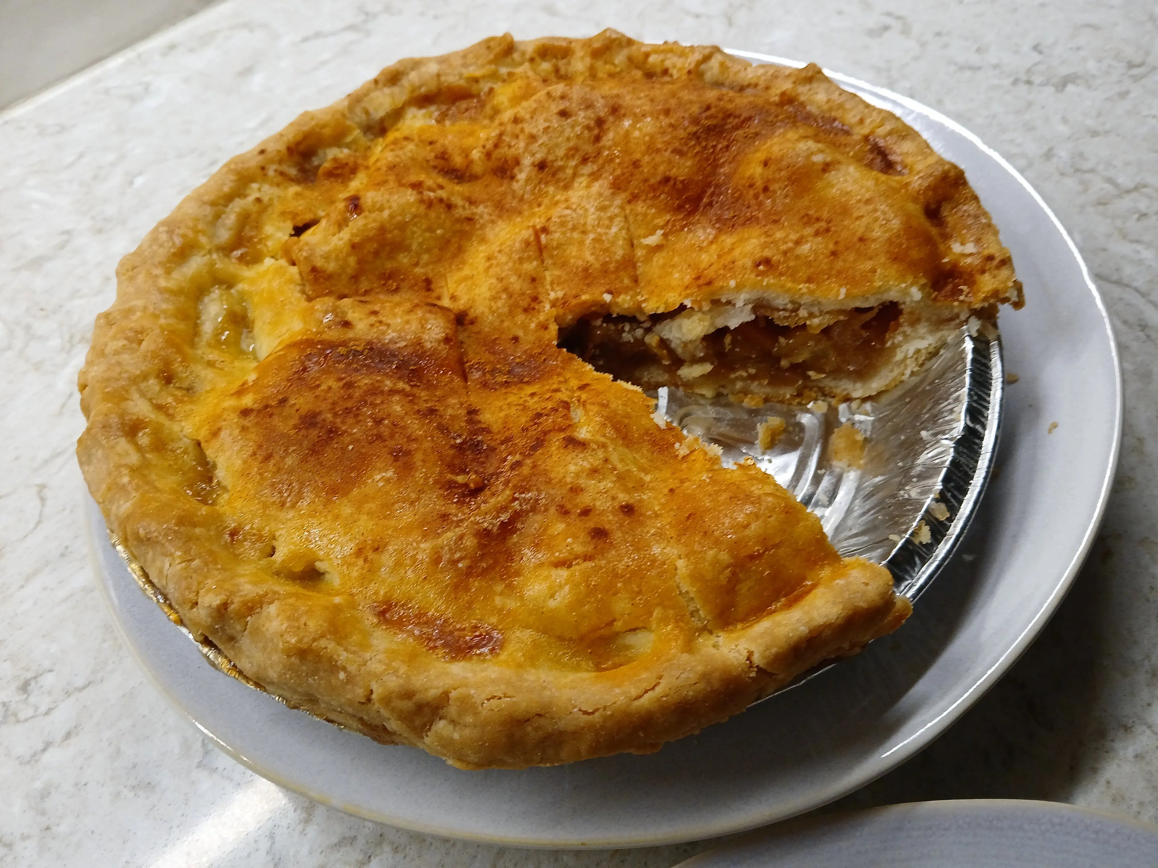 Gluten-Free Apple Pie with Slice Missing